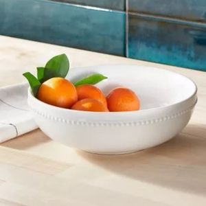 NEW EATON FINE DINING WHITE CASA BEADED EDGE SERVING SOUP BOWLS X4 9" x 9"